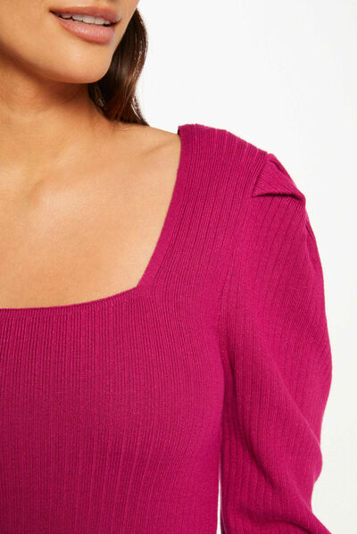 Jumper with puff 3/4-length sleeves raspberry ladies'