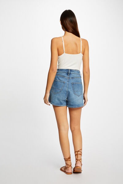 Vest top thin straps and V-neck ecru ladies'