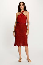 Knotted neck tank top dark orange women