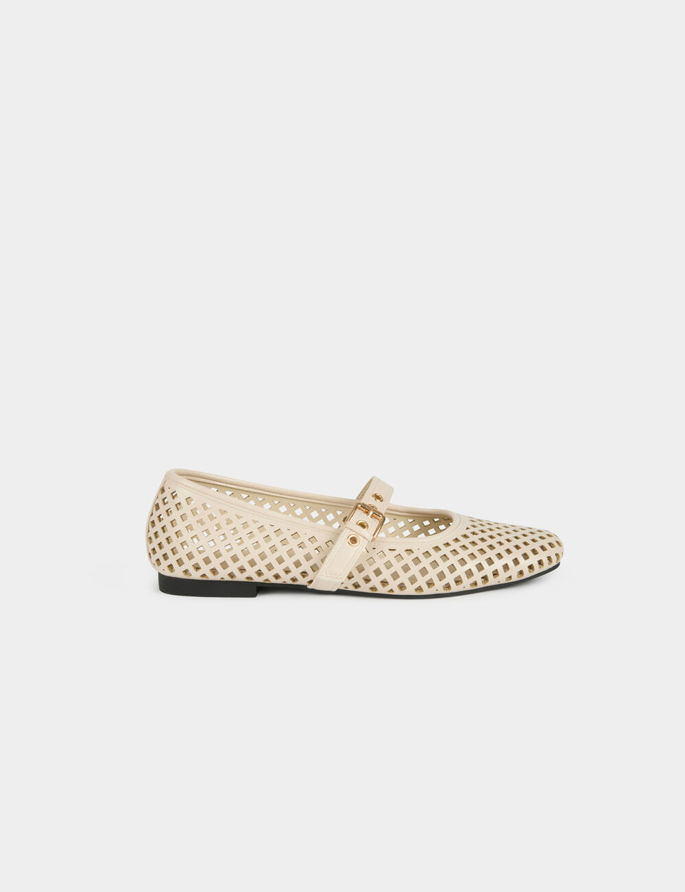 Ballet flats with strap ivory women