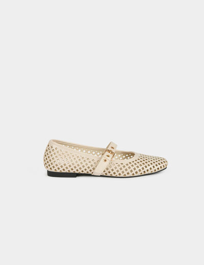 Ballet flats with strap ivory women
