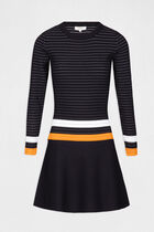 Skater dress with contrasting strips navy women