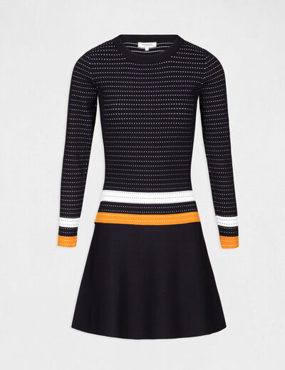 Skater dress with contrasting strips navy women