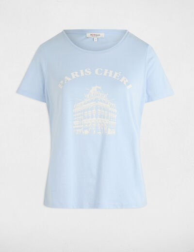 T-shirt with message sky blue women