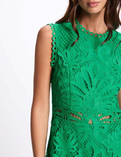 A-line mini lace dress emerald green women
