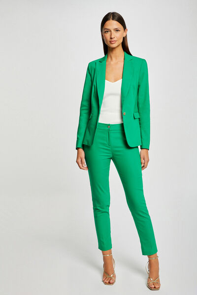 Cropped straight city trousers green ladies'