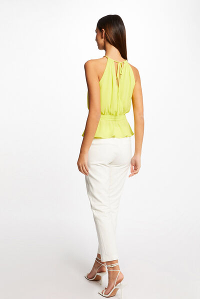 Sleeveless blouse wrap-over neckline aniseed ladies'