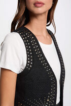 Sleeveless cardigan with studs black women