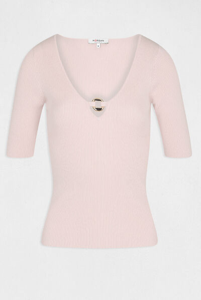 3/4-length sleeved jumper with ornament  ladies'