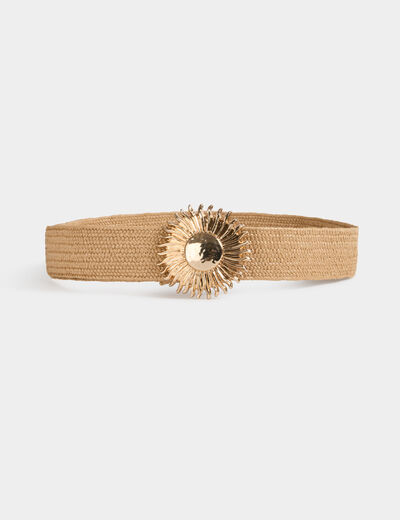 Wide belt beige women