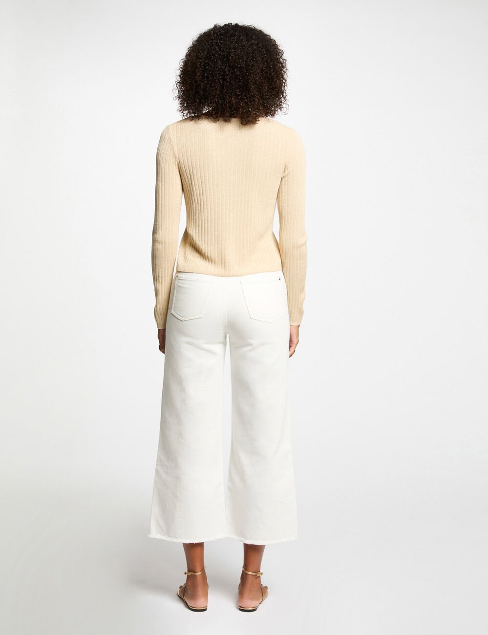 Gilet manches longues jaune or femme