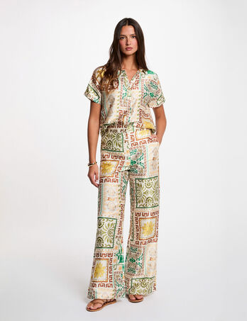 High-waisted wide-leg trousers multicolor women