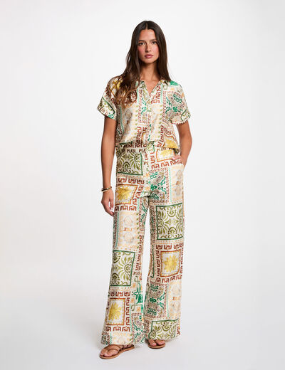 High-waisted wide-leg trousers multicolor women