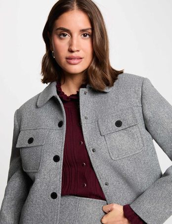 Sleeveless fitted jacket mid-grey women