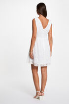 Jacquard dress with V-neck white women