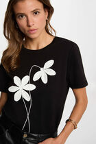 Straight t-shirt with round neck black women