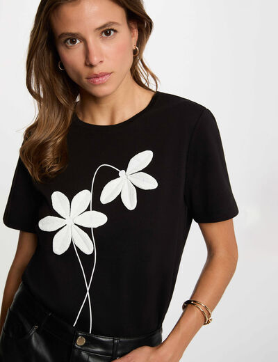 Straight t-shirt with round neck black women