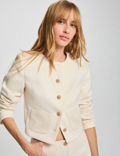 Sleeveless cropped jacket ivory women