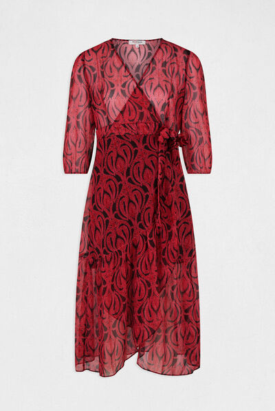 Midi wrap dress with abstract print multico ladies'