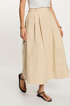 High-waisted long skirt beige women