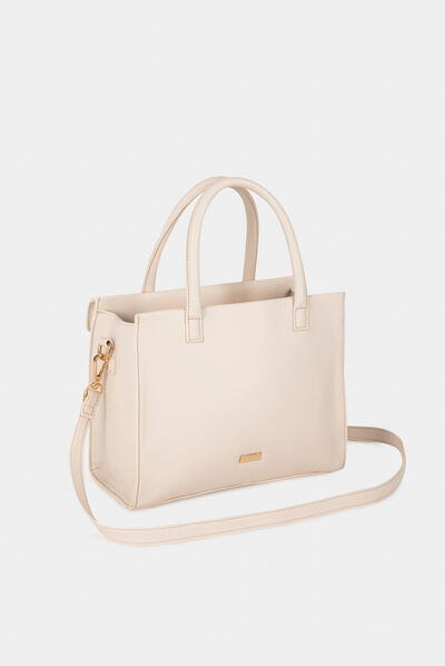 Bag with quilted flap cover ecru ladies'