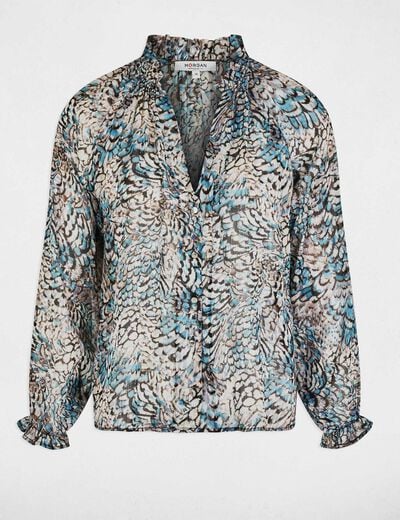 Printed shirt with V-neck multicolor women