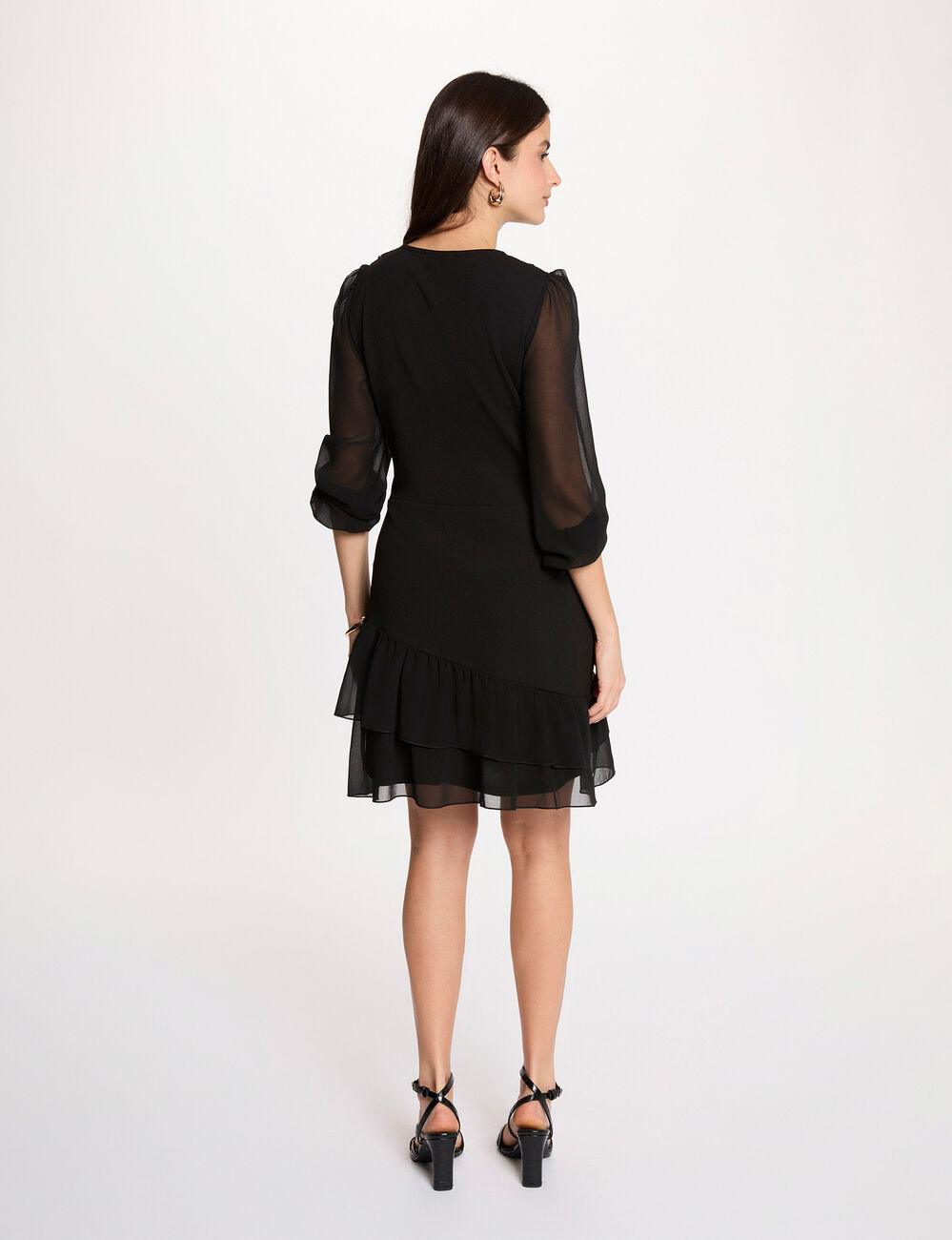 Sheer dress with V-neck black women