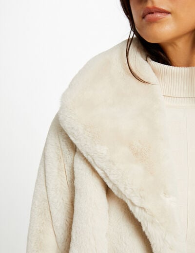 Faux fur coat ivory women