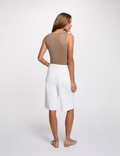 Fitted v-neck tank top taupe women
