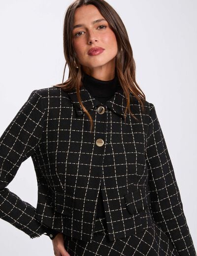 Fitted cropped jacket black women