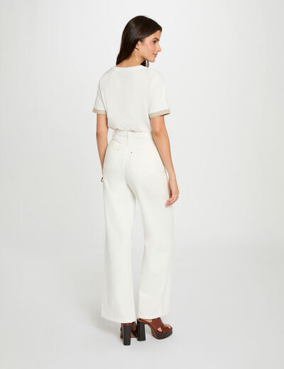 Cropped t-shirt with round neck white women