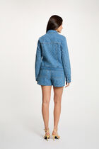 Chevron jacquard jacket denim stone women