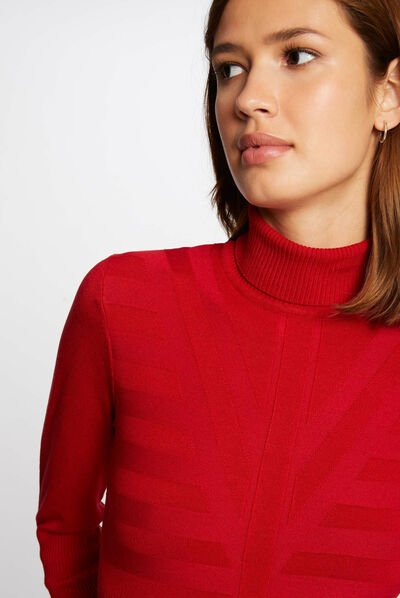 Long-sleeved jumper with turtleneck red ladies'