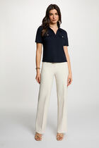 Straight trousers with darts cream women