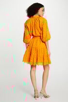 Embroidered A-line mini dress orange women