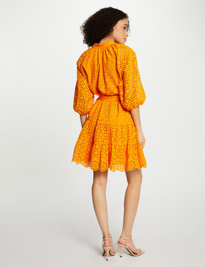 Embroidered A-line mini dress orange ladies'