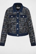Tweed jacket denim details multicolored women