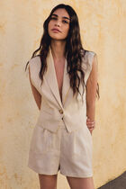 Sleeveless embroidered jacket cream women