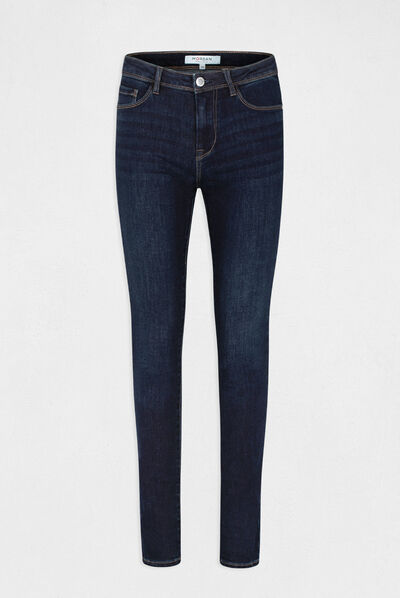 Standard waisted slim jeans raw denim ladies'