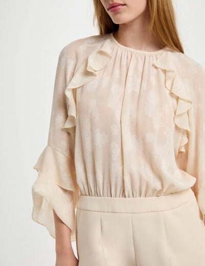 Playsuit with ruffles cream women