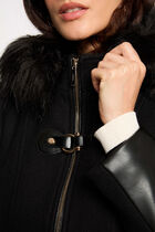 Straight zipped coat with hood black women