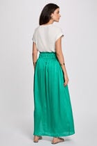 Jupe longue satinée vert femme