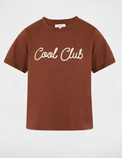 Round neck short-sleeve t-shirt cognac brown women