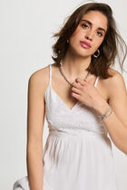 Loose maxi embroidered dress white women