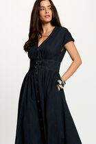 Mid-length denim dress blue women
