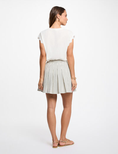 Pleated short skirt ivory women