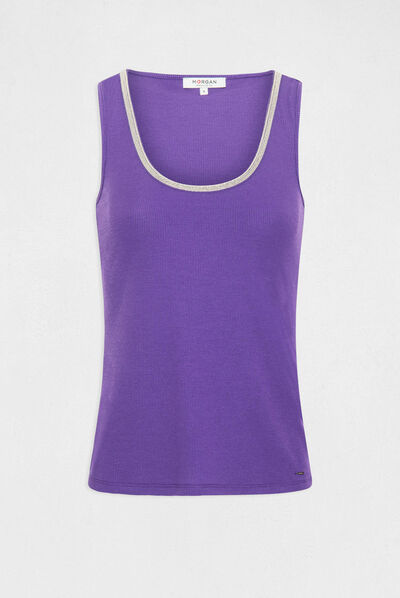 Ribbed vest top with jewelled details purple ladies'