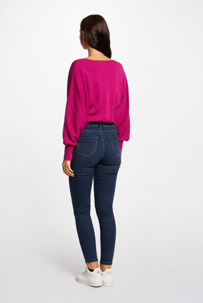 Long-sleeved jumper decorative buttons raspberry ladies'