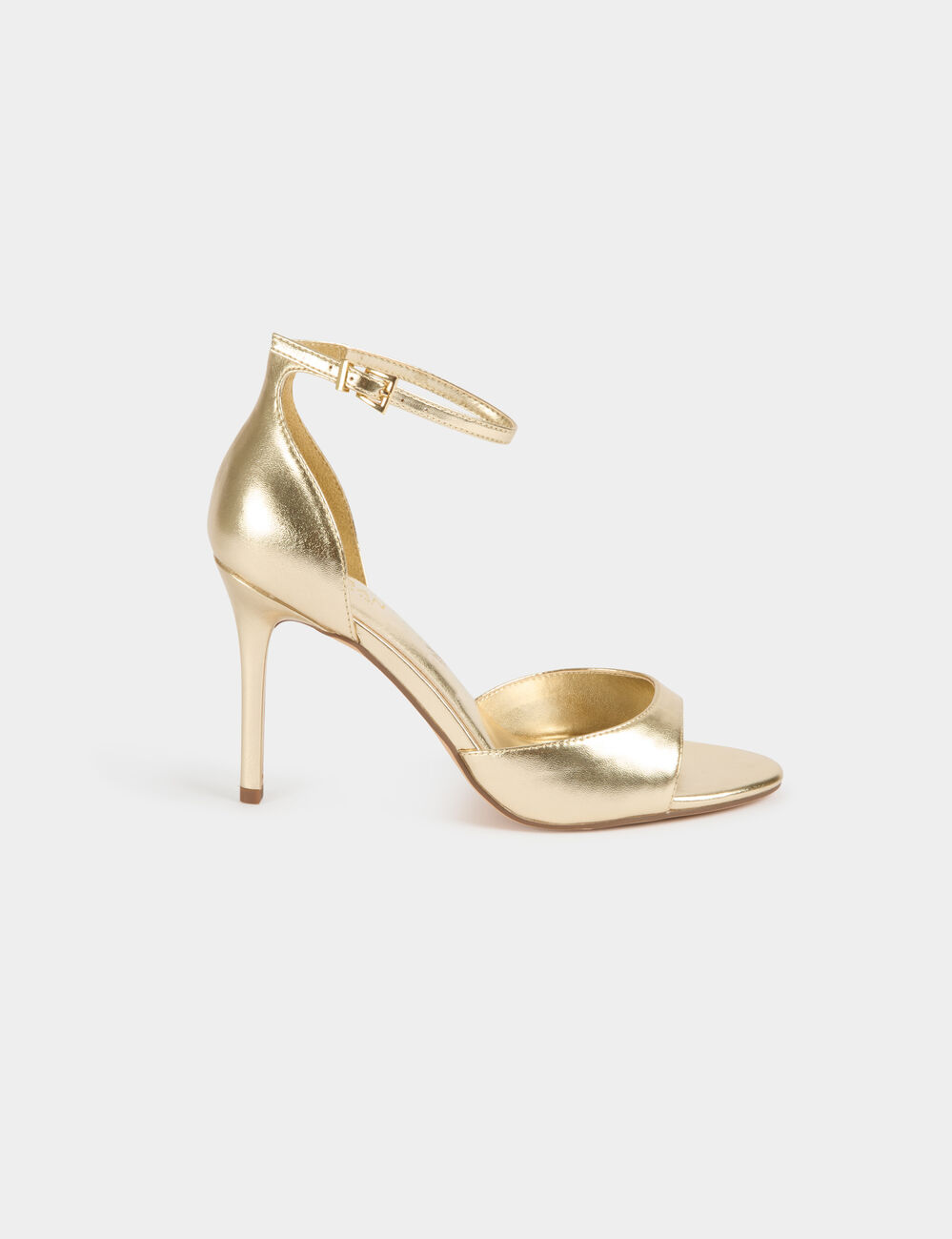 Faux leather heeled sandals gold yellow women