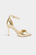 Faux leather heeled sandals gold yellow women